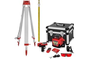 VEVOR Kit Niveau Laser Rotatif Autonivelant avec Trépied et Mire 360° Portée Mesure 500 m Trépied Télescopique pour Construction Bâtiments Professionnels Maçonnerie Clôtures Entrepreneurs Fondations