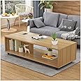 Lukzer Engineered Wooden Center Table with Wheels Open Storage Desk (CT-003/Light Oak) DIY (Do It Yourself) (80 x 40 x 30Cm)