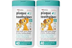 Petkin Lot de 2 paquets de 40 lingettes à dents pour chien ou chat