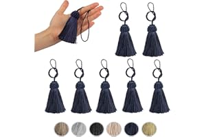 Fenghuangwu Set of 8 Elegant Polyester Tassel Colorful Craft Tassels Charms Key Tassel DIY Accessories (Navy)