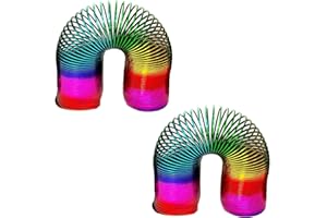 PEBBLE HUG Rainbow Magic Spring Coil, Stretching Bouncing Slinky Spring Funny Toy for Kids, Multicolour Magic Spring, Vintage Style Toys Combo For Kids (2X15cm)