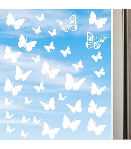 2 Stück Sonnenblumen-Schmetterling Fensterbilder Selbstklebend – 30x40 Cm, Elektrostatisch, Vogelschutz, Bunt