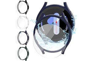 Jvchengxi [4+4Pack] Skyddsfodral 40mm Kompatibel med Samsung Galaxy Watch 5 / Galaxy Watch 4, Hårt PC Fodral + Härdat Glas Sk