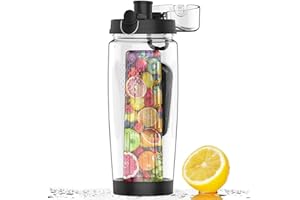 Saizone Fuit Infuser Bouteille d'eau de sport sans BPA Tritan anti-fuite Noir 900 ml