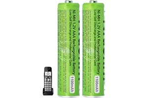 NRAONRN 2 Pack AAA Rechargeable Batteries for BT Panasonic Cordless Phones, 1100 mAh High Capacity, 1.2V Low Self-Discharge NiMH AAA Battery 2500 Recharge Cycles