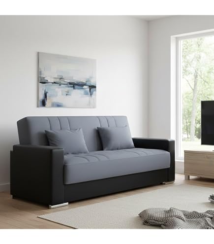 Divano Letto Carmen 220x114 Cm Bicolor Bianco E Grigio In Ecopelle E 1619775390 339