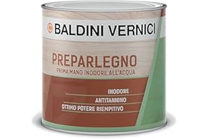 BALDINI PREPAR LEGNO FONDO PRIMA MANO INODORE acqua Bianco, Lt 0,500