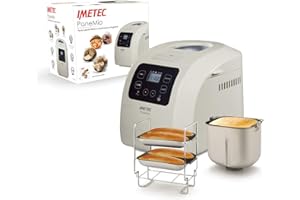 Imetec Machine à Pain PaneMio, Pétrin à Levure et Cuisson, 12 Programmes, Panier à Pain, Accessoire à Sandwich, 3 Niveaux de Brunissage, Démarrage Programmable, 550 W