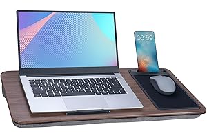 Baoee Large Lap Desk Brown,Portable Tray with Cushion Fits Up to 17",with Slot,Mouse Pad,Great for Home & Office