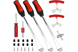 Aytop Tire Spoons 24Pcs Motorcycle Wheel Rim Protectors 300mm Tyre Levers Tire Changer Tool Set with 2 Rim Protector 3 Tire Spoon Lever Valve Core and Caps for Bike Motorcycle Car Tire Changing Remove