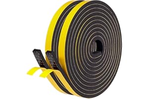 UPSEN Weather Stripping Foam Tape, 12mm(W) x 6mm(T) x 8m(L) Adhesive Insulation Seal Tape, Window Door Draft Excluder for Gap Seal/Cold Against/Anti-Collision/Soundproof/Waterproof/Dustproof