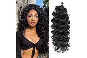 STEPHANIE Hawaii Ocean Wave Crochet Hair 20" 6 Pack Natural Black - Ocean Wave Trecce Capelli Sintetici Intrecciare I Capelli Estensioni Dei Capelli (20”, 1B)