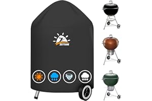 Zettum Funda para Barbacoa Exterior Impermeable 57 cm - Cubierta BBQ de Parrilla de carbón 600D Oxford para Barbacoa Weber， Resistente al Desgarro Funda Protector para Weber Master Touch, Negro