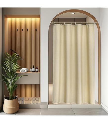 YEVDA Top linnen stof douchegordijn 240x200cm waterdicht anti-schimmel voor badkamer licht koffie 240x200cm