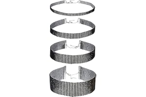 Bulckrew 4PCS Black Velvet Choker Set Classic Gothic Lace Chokers, Women's Collar Necklaces for Statement Weddings Jewelry