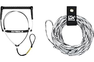 ‎MESLE Mesle Slalom Wasserski Leine Easy Up 75', mit Starthilfe-Dreieck zum Monofahren, einfacher Slalom Wasserski-Start, Länge 18,3-23 m, schwimmend, Gummi-Hantel