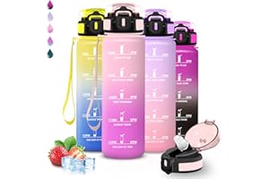 GRSTA Borraccia 1 litro, Borraccia con Cannuccia, Senza Perdite, Water Bottle Motivazionale, Facile da Pulire, Bottiglia Trekking, Con Slogan Motivazionale, Borracce per Fitness, Escursionismo, Ciclismo