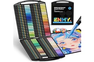 ENMY Set med 80 vattenbaserade akrylpennor, penselspets, flytande akrylfjädrar för trä, sten, duk, glas, tyg