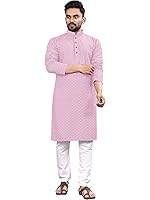 Trustous Men's Indian Ethnic Wear Straight Lucknowi Kurta