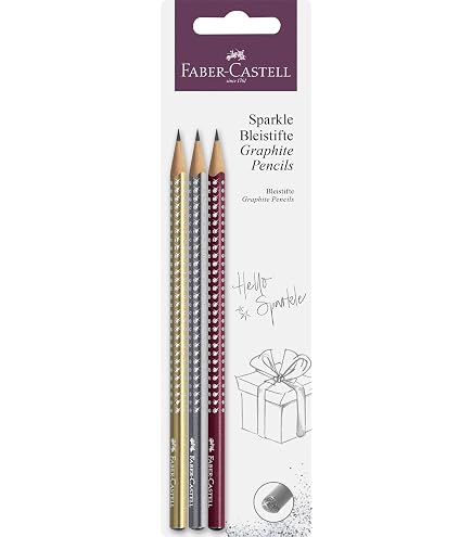 Faber-Castell Matita Jumbo Sparkle – Grafite Con Glitter – Colore Ocean Metallico – Forma Triangolare, Durezza B, Zero Emissioni