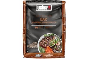 Weber Pellet di legno di rovere/legno di rovere naturale per barbecue a pellet dal sapore delicato affumicato leggermente dolce, senza riempitivi, ideale per cottura bassa e lenta, sacco da 8 kg