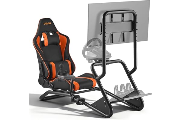 VEVOR Support de Volant de Course Cockpit de Simulateur de Conduite, Support d'Écran, Compatible Pédales Logitech G25, G27, G29, G920, G923, Thrustmaster T300RS, TX F458, T500RS, T3PA-PRO (F1/GT), CSR