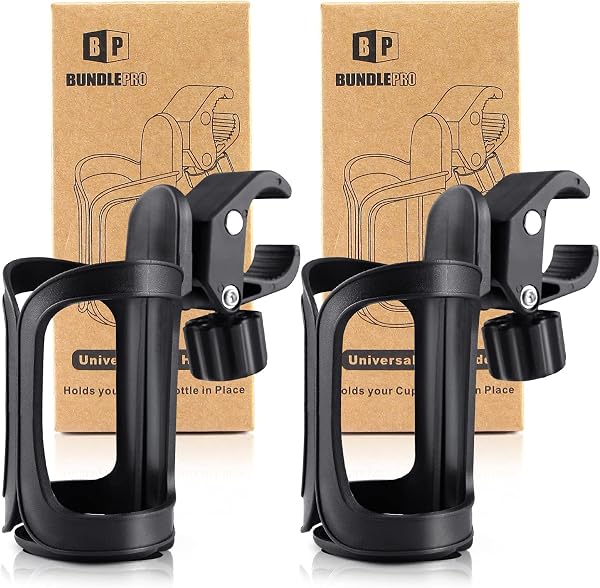 Pack of 2 Stroller Cup Holders, Universal Drinks Holder for Bikes, Trolleys or Walkers - 1