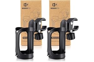 BUNDLEPRO Lot de 2 Porte-gobelets universels pour Poussette/Poussette, Organiseur de Bouteille réglable pour vélos, Chariots, déambulateurs et fauteuils roulants