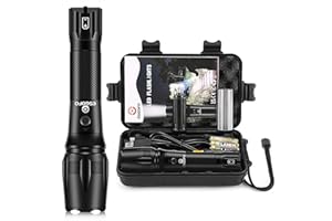 ‎ESGOFO Esgofo Taschenlampe LED Aufladbar USB C, Extrem Hell 10000 Lumen Taktische Taschenlampen, Groß Starke extrem Helle Flashlight Torch Flash Light, Zoombare Wasserdicht 5 Lichtmodi für Outdoor Camping