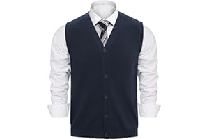 Sykooria Gilet Cardigan da Uomo Smanicato con Scollo a V e Bottoni, Maglia Leggera in Cotone, Elegante Casual, per Ufficio Tempo Libero Autunno Inverno Primavera S-XXL