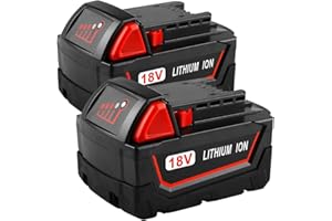 Geelink 2Pack 18V 6.0Ah Lithium ion Battery Replacement for Milwaukee M18 M18B5, HD18CS0, M18BMT, HD18AG0, M18FID2 Cordless Power Tools Batteries