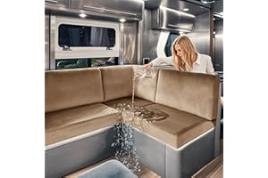 SYLC Caravan Seat Covers Waterproof Velvet, Motorhome Seat Cover with Elastic-band and Lacing, RV Sofa Cushion Cover for camper (Camel,W 50-70 cm, D 55-65 cm)