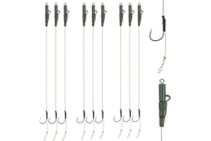 SHADDOCK Carp Fishing Hair Rigs Pre-rigged Rig Set Up Kit Anti Tangle Leaders Safety Clips Set Fishing Tackle Accessories for Carp Helicopter Chod Rigs, 18pcs/pack