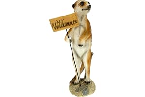‎KREMERS SCHATZKISTE Udo Schmidt GmbH & Co. KG Kremer Schatzkiste Erdmännchen Willkommenschild Figur Gartenfigur 37 cm Meercat Tierfigur