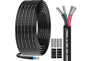HULUWA Cavo Elettrico 20 AWG 4 x 0,52 mm² UL2464-20 Metri, 4 Conduttori in Rame Stagnato, 300V, Ideale per Illuminazione LED Auto, Casa e Applicazioni Esterne