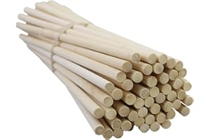JRSHIRLEYLTD 52 bastoncini rotondi in legno naturale, 8 mm x 30 cm, per fai da te, decorazioni e regali