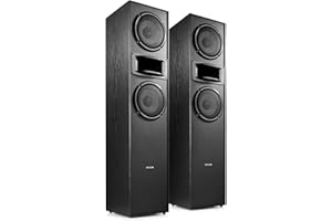 Fenton SHF700B - Paire d'Enceintes HiFi - Noir, Puissance de 400W, Woofer 2X 6,5 Pouces, Technologie 3 Voies, Borniers à Vis Plaqués Or, Pieds en Caoutchouc Antidérapant