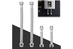 Huucozn 4 Stück Flexschlauch 3/8" IG x 3/8" AG Schlauch Verlängerung 20/10 cm Panzerschlauch 3/8 zoll Edelstahl Anschlussschlauch Armatur Wasseranschluss Armaturenschlauch für Wasserhahn Bad WC