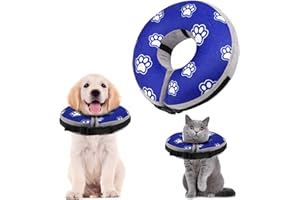Inflatable Dog Collar, FWLWTWSS Dog Cone Collar Soft Comfy Buster Collar Protective Dog Donut Collar Cat Cone Adjustable Dog Recovery Collar for After Surgery or Wounds Healing, Does Not Block Vision