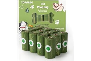 Topfree Poo Bags for Dog Waste - 12 Rolls 180 Bags, Super Strong 100% Leak Proof Biodegradable (Green)