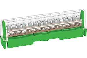 Arnocanali T1615A Morsettiera di Terra per Collegamenti Equipotenziali con Coperchio, con Barretta Ottone da 15 Fori, multicolor