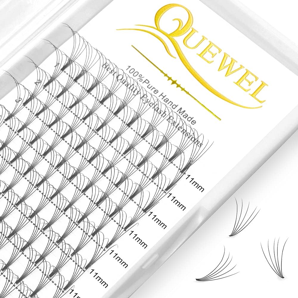 Premade Fan Volume Lash Extensions 5D 0.10D 11mm Russian Pre Made Fan Lashes | 3D 4D 5D 6D 0.07/0.10 C/D Curl 8-15mm | Long Lasting | Easy Application（5D 0.10D 11mm）
