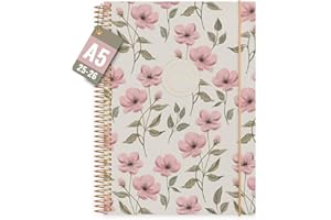 Burde Life Planner Essentials 2025/2026 - Agenda settimanale A5 con elegante design floreale, ideale per professionisti, insegnanti e organizzazione quotidiana, 160 pagine
