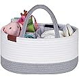 Febzoce Baby Nappy Caddy Organiser, Large Diaper Changing Bag Newborn Shower Gift Basket 44 x 28 x 20 cm, Grey