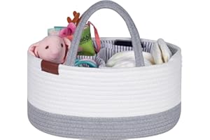 Febzoce Baby Nappy Caddy Organiser, Diaper Changing Bag Newborn Shower Gift Basket 38 x 26 x 18 cm, Grey