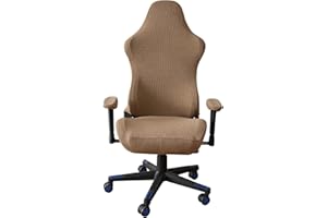 LIFEDX Rozciągliwe pokrowce na krzesła do gier Slipcovers,Ergonomiczny pokrowiec na krzesło do komputera biurowego z 1 parą pokrowców na podłokietniki, zdejmowane, nie krzesło,Camel