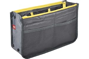 Ducomi Handtaschen Organizer Geldbeutel-Einsatz 13 Fächer - Taschenorganizer Handtasche für Dokumente, Telefon, Make-up, Schlüssel an Ihren Fingerspitzen (Small, Grey)