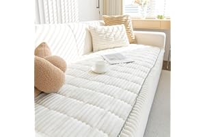 GKXLH Thick Sofa Cover, Washable, Soft Corduroy Universal Couch Cover, 2-, 3-, 4-Seater, Non-Slip Sofa Cover, Cosy Sofa Cover, Sofa Throws, Furniture Protector for Living Room (White)
