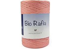 WOOLOVE Tricot Cafè - Bio Rafia - 100% raphia naturel - Raphia doux totalement naturel avec fibre résistante - Poids 250gr - Aiguilles/crochet : 3.00/4.00 - Rose