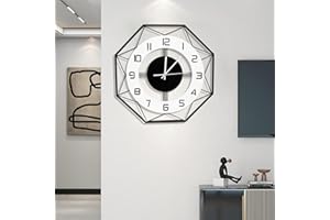 TopCity Large Classic Wall Clock 20 Inch Black and White Metal Silent Non-Ticking Big Clocks Mid Century Modern Decorative Battery Operated Wall Clock for Living Room,Kitchen,Dining Room,Office